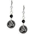 Silverplated Onyx Om Charm Earrings