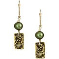 Goldplated Green FW Pearl Asian Charm Earrings (6.5-7 mm)