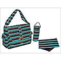 Canal Street Stripes Canvas Diaper Bag in Turquoise