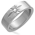 Stainless Steel Star-cut Accent CZ Band