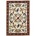 Hand-hooked Rooster Cotton Cream Rug (5' x 8')