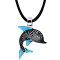 Genuine Murano Glass Silver Dolphin Necklace