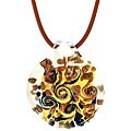 Genuine Murano Blue and Gold Round Glass Necklace