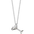 14k White Gold Overlay CZ Martini Glass Pendant