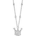 14k White Gold Overlay Pave Crown w/ CZ Necklace