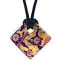 Murano Glass Gold and Blue Rhombus Necklace