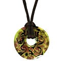 Murano Glass Lime Green Donut Shape Necklace