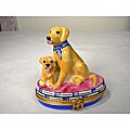 Limoges Labrador and Puppy Keepsake Box