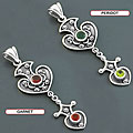 Sterling Silver Garnet or Peridot Pendant (India)