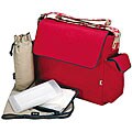 OiOi Red Cargo Drill Messenger Diaper Bag