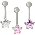 Surgical Steel Cubic Zirconia Star Navel Ring