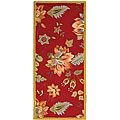 Hand-hooked Transitional Wool Botanical Rug (2'6 x 6')