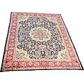 Persian Mashad Navy/ Red Rug (9'8 x 12'2)