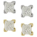 14k Gold 3/4ct TDW Princess-cut Diamond Studs (J-K, I2-I3)