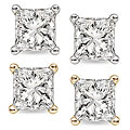 14k Gold 1ct TDW Princess-cut Diamond Studs (J-K, I2-I3)