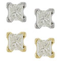 14k Gold 1ct TDW Princess-cut Diamond Studs (J-K, I2-I3)
