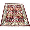 Indo Kazak Red/ Ivory Rug (5'7 x 8')