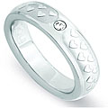 Stainless Steel Cubic Zirconia Raised Heart Band