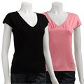 August Silk Women's Cap-sleeve V-neck Sweater
