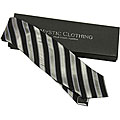 Mystic Black/ Green Striped Silk Tie