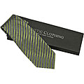 Mystic Clothing Green Striped Silk Tie