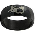 Black Stainless Steel Flaming Heart Band