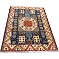 Indo Kazak Navy/ Ivory Rug (5'5 x 8'3)