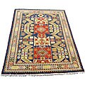 Indo Kazak Navy/ Ivory Rug (5'8 x 8'2)