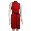 Muse Women's Rolled Neck Belted Sleeveless Dress