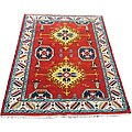 Indo Kazak Red/ Ivory Wool-blend Rug (5'8 x 8')