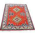 Indo Kazak Red/ Ivory Wool-blend Rug (5'8 x 8'1)