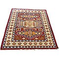 Indo Kazak Red/ Ivory Wool-blend Rug (5'10 x 8'1)