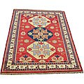 Indo Kazak Red/ Ivory Wool-blend Rug (5'8 x 7'9)