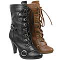 Anne Michelle by Journee Women's Lace-up High Heel Boots