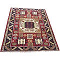 Indo Kazak Red/ Black Wool-blend Rug (5'8 x 8'1)