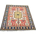 Indo Kazak Rust/ Navy Wool-blend Rug (5'7 x 8')