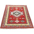 Indo Kazak Red/ Green Wool-blend Rug (6' x 8')
