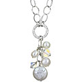 Charming Life Sterling Silver FW Pearl and Crystal Cluster Necklace (5.5-8 mm)
