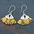 Sterling Silver Sponge Coral with Onyx Earrings (Thailand)