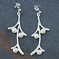 Sterling Silver 'Branch' Pearl Earrings (Thailand)