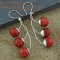 Sterling Silver Red Coral Earrings (Thailand)