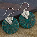 Sterling Silver 'Burgess Green' Shell Earrings (Thailand)
