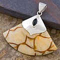 Sterling Silver Sponge Coral and Onyx Pendant (Thailand)