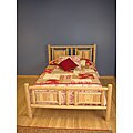 Log Pole Cedar Slat Adirondack Double Bed