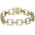 14k Gold over Silver CZ Square Link Bracelet