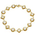 14k Gold over Silver CZ Circles and Squares Bracelet