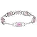 Sterling Silver Pink and Clear CZ Bracelet
