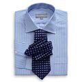 Hickey Freeman Blue Bengal Stripe Dress Shirt