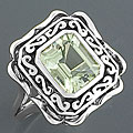 Sterling Silver Green Amethyst Size 6 Ring (China)