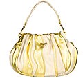 Prada Beige/ Gold Stripes Hobo Bag
